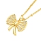 Brass Micro Pave Clear Cubic Zirconia Pendant Necklaces, Bowknot, Real 18K Gold Plated, 17.95 inch(456mm), Bowknot: 17.5x20mm