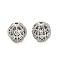 Brass Micro Pave Cubic Zirconia Beads, Hollow, Round with Heart, Platinum, 10~10.5x10.5mm, Hole: 1.6mm