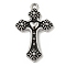 Alloy Pendants, with Enamel, Cross Charm, Antique Silver, 50x30x4.5mm, Hole: 3mm