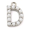 Plastic Imitation Pearl Pendants, with Eco-friendly Brass Findings, Lead Free & Cadmium Free, Letter Charms, Letter D, 13.5x8.5x3mm, Hole: 1.4mm