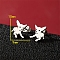 Non-Tarnish Stainless Steel Stud Earrings, Dog Shape, Stainless Steel Color, 10x9mm