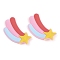 PVC Cabochons, Rubberized, Rainbow, Colorful, 59.5x33.5x2.5mm