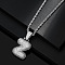Brass Micro Pave Clear Cubic Zirconia Chunky Initial Pendant Necklaces, Platinum, Letter Z, 19.69 inch(50cm)