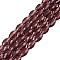 Transparent Glass Beads Strands, Rice, Faceted, Indian Red, 8~9x5~6mm, Hole: 0.9~1mm, about 67~68pcs/strand, 22.83~23.62 inch(58~60cm)