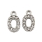 304 Stainless Steel Pendants, with Crystal Rhinestone, Number Charms, Number, 9x5x1mm, Hole: 1mm