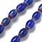 Handmade Millefiori Lampwork Beads Strands, Rice, Dark Blue, 11~12x7~8mm, Hole: 0.9mm, about 31pcs/strand, 13.98~14.37 inch(35.5~36.5cm)