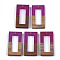 Resin & Walnut Wood Pendants, Rectangle, Medium Violet Red, 27~28x14.5x3~4mm, Hole: 1.5mm