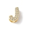 Brass Micro Pave Clear Cubic Zirconia Initial Multi-strand Links, Real 18K Gold Plated, Lead Free & Cadmium Free, Long-Lasting Plated, Rack Plating, Letter I, 10x5~9.5x4.5~5mm, Hole: 1.5~3.2x2~8mm