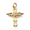 Brass Micro Pave Cubic Zirconia Pendants, Cross Charms, with Jump Ring, Real 18K Gold Plated, 18.5x16x2.5mm, Hole: 3mm