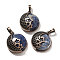 Natural Sodalite Pendants, with Brass Findings, Flat Round, 26.5x23x9mm, Hole: 8x5mm