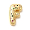 Brass Cubic Zirconia Pendants, Letter A~Z Charms, Real 18K Gold Plated, Letter F, 30x22x7mm, Hole: 5x2.5mm