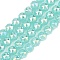 Electroplate Transparent Glass Beads Strands, Rondelle, Faceted, Faceted, Medium Turquoise, 7.5~8x6.5~7mm, Hole: 1.2mm, about 70pcs/strand, 19.29~19.37''(49~49.2cm)