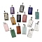 Natural Mixed Gemstone Faceted Pendants, Rectangle Charms with Stainless Steel Bails, Stainless Steel Color, 25x13x4mm, Hole: 5x4mm
