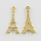 Eiffel Tower Alloy Grade A Rhinestone Pendants, Golden Metal Color, Crystal, 30x14x2mm, Hole: 1.5mm