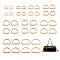 54Pcs 9 Styles Iron D Rings, Buckle Clasps, Garment Accessories Findings, Light Gold, 15~35x19.5~46x2.8~5mm, 6pcs/style
