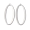Brass Pendants, Oval, Hollow, Platinum, 38.5x17.5x1.2mm, Hole: 1.2mm