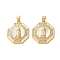 Brass Micro Pave Cubic Zirconia Pendants, Virgin Mary, with Shell, Real 18K Gold Plated, Rack Plating, Lasting Plated, Cadmium Free & Lead Free, Polygon, 22.5x20x4mm, Hole: 4.5x3.5mm