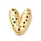 Brass Cubic Zirconia Pendants, Letter A~Z Charms, Real 18K Gold Plated, Letter V, 28x24x6.5mm, Hole: 5x2.5mm