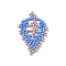 Seed Beads Beaded Charms, Leaf Pendants, Royal Blue, 36x19x2mm, Hole: 0.6mm