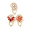Brass Micro Pave Cubic Zirconia Twister Clasps, with Glass, Flower, Golden, Mixed Color, 24.5mm