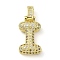 Brass Micro Pave Clear Cubic Zirconia Pendants, Real 18K Gold Plated, Letter I, 28mm, Hole: 4.8x3.5mm, Pendant: 22.5x17.5x5.5mm
