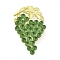 Grape Zinc Alloy Rhinestone  Brooches for Backpack Clothes, Peridot, 61x46mm