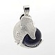 Platinum Plated Brass Elephant Covered with Round Ball Gemstones Pendants G-O037-13-1