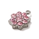 304 Stainless Steel with Rose Glass Rhinestone Charms STAS-L022-264P-02-2