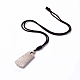 Natural Fossil Coral Trapezoid Pendant Necklace for Women NJEW-C002-01-2