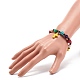Natürliches Mashan-Jade-Totenkopf-Stretch-Armband mit synthetischem türkisfarbenem (gefärbtem) Kreuzanhänger BJEW-JB08372-3