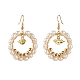 Pearl Beads Brass Dangle Earrings EJEW-JE04568-01-2
