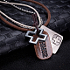 Unisex Retro Cross Zinc Alloy Pendant and Leather Cord Necklaces NJEW-BB15990-3