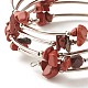 Bracelets enveloppants en perles de jaspe rouge naturel à 5 boucle pour femme BJEW-JB01517-04-5