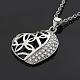 Simple Silver Color Plated Brass Cubic Zirconia Hollow Heart Pendant Necklaces For Women NJEW-BB12980-3