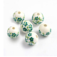 Perles de porcelaine imprimées manuelles PORC-Q201-12mm-2-1