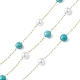 304 Gliederkette aus synthetischen türkisfarbenen Perlen aus Edelstahl mit Glas CHS-P016-47G-1