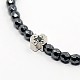 Grade A Non-magnetic Synthetic Hematite Faceted Round Beaded Bracelets X-BJEW-O019-02-2
