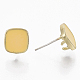 合金エナメルスタッドピアスパーツ  ループとキュプロニッケルピン付き  正方形  ゴールドカラー  ゴールド  9.5x9mm  穴：3mm  ピン：0.7mm PALLOY-N154-19E-2