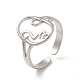 304 anello per polsino aperto da donna con faccia astratta in acciaio inossidabile RJEW-E066-06P-1