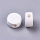 手作りの陶器ビーズ  光沢釉の磁器  フラットラウンド  乳白色  8~8.5x4~4.5mm  穴：2mm X-PORC-S496-B27-8mm-2