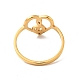 イオンプレーティング(ip) 音符の指輪が付いたステンレス製のハート201個  女性のためのバレンタインデージュエリー  ゴールドカラー  usサイズ6（16.5mm） RJEW-G266-01G-2