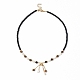 Collier pendentif pompon avec chaînes de perles de verre pour femme NJEW-F302-03-2