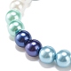 Pulsera elástica con cuentas redondas de perlas de vidrio para mujer BJEW-JB08388-4