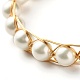 Round Shell Pearl Beaded Bracelet for Girl Women BJEW-TA00016-4