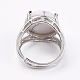 調節可能な天然のハウライトフィンガー指輪  真鍮パーツ  usサイズ7 1/4(17.5mm) RJEW-F075-01Q-3