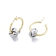 Brass Knot Beaded Hoop Earrings for Women EJEW-P205-10P-2