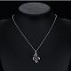 Silver Plated Brass Cubic Zirconia Flower Pendant Necklaces NJEW-BB03005-B-5