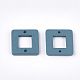 塗装ポプラウッドリンク  正方形  スチールブルー  18x18x2.5mm  穴：1.5mm WOOD-T021-03J-2