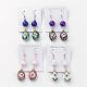 Trendy Cloisonne Oval Dangle Earrings with Spray Painted Glass Beads and Iron Earring Hooks EJEW-R089-03-1