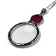 Flat Round Glass Magnifying Pendant Necklace for Women NJEW-K125-01B-02-3